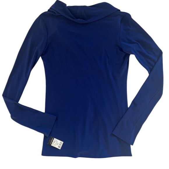 Norma Kamali blue stretch cow neck long sleeve top size large NWT - Picture 3 of 5